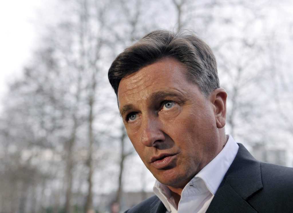 Presidential election candidate Pahor speaks with journalists in Ljubljana