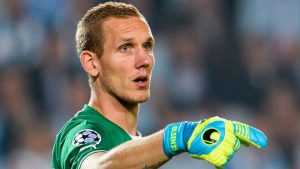 MALMO,SWEDEN - AUGUST 27:   Robin Olsenis of Malmo FF during the UEFA Champions League play-off second leg football match between Malmo FF and FC Salzburg at the Swedbank Stadion on August 27, 2014 in Malmo,Sweden.   (Photo by Jonathan Nackstrand/EuroFootball/Getty Images)